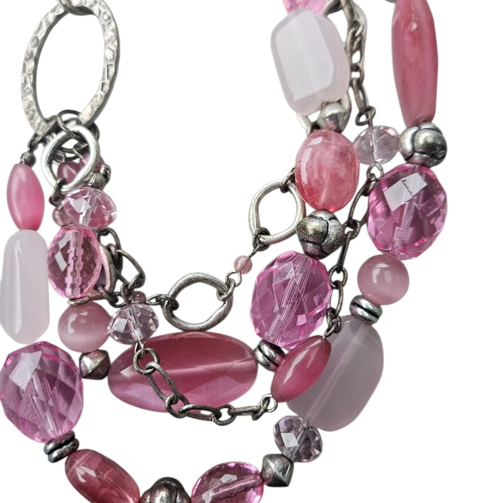 Premier Design Antique matte silver cat's-eye and stones with glass Necklace - Picture 2 of 4